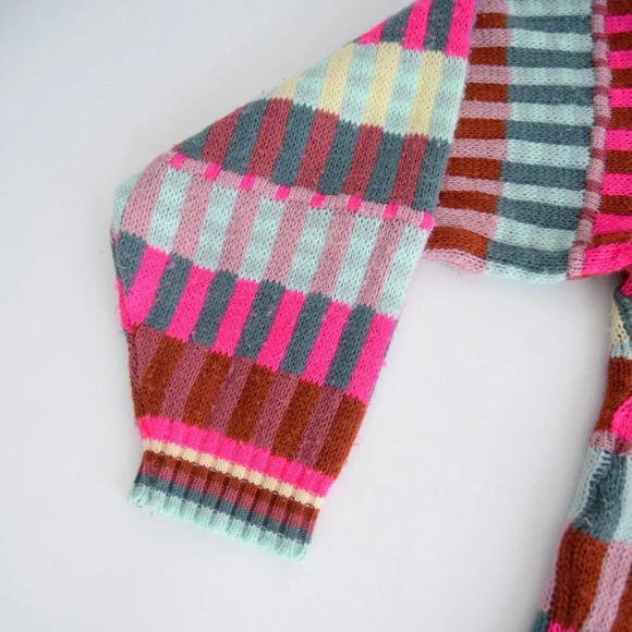 Vintage Coogi-Like Multi-Colour  Rectangular Shapes Knit Mockneck Sweater M - Picture 8 of 12